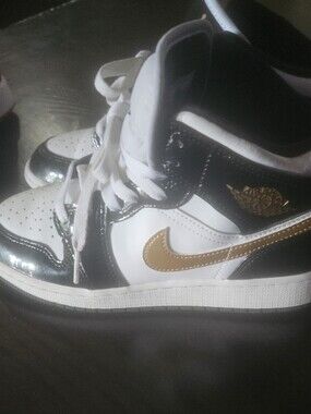 Nike Kids' White, Black & Gold High-Top Sneakers